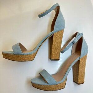 Madden Girl Denim Heeled Sandals Size 8